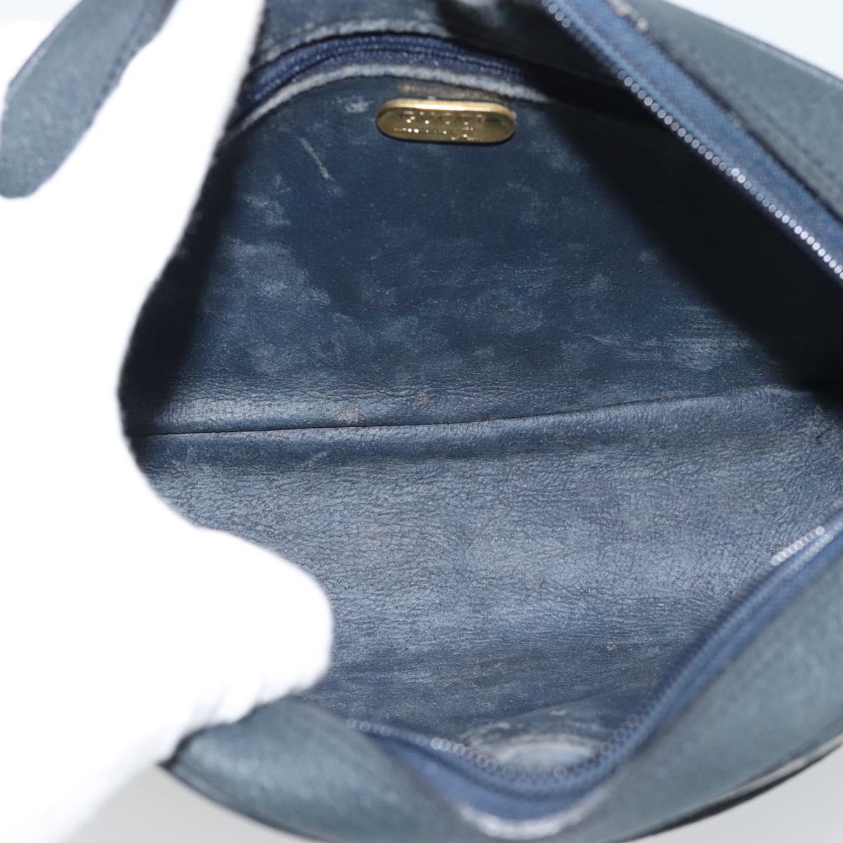 GUCCI GG Plus Supreme Shoulder Bag PVC Navy Gold Auth 193048