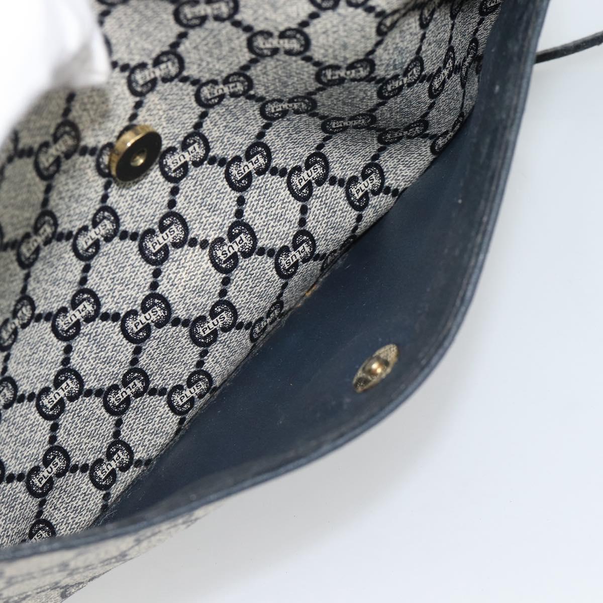 GUCCI GG Plus Supreme Shoulder Bag PVC Navy Gold Auth 193048