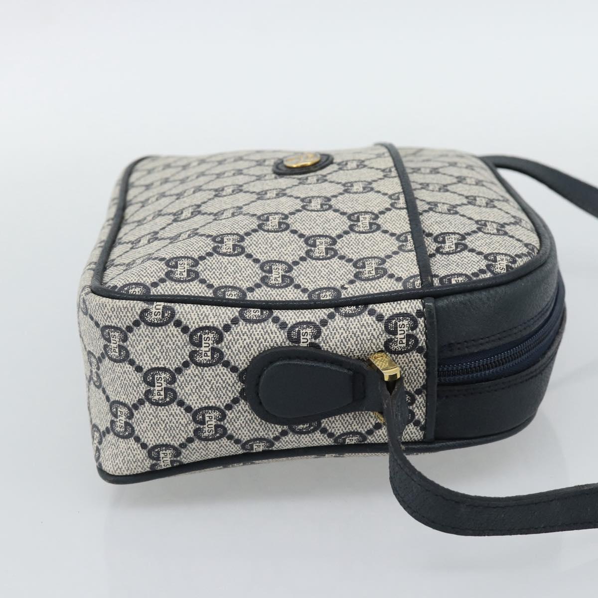 GUCCI GG Plus Supreme Shoulder Bag PVC Navy Gold Auth 193048