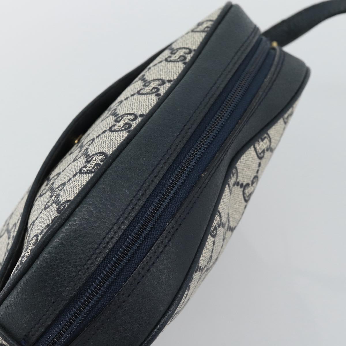 GUCCI GG Plus Supreme Shoulder Bag PVC Navy Gold Auth 193048