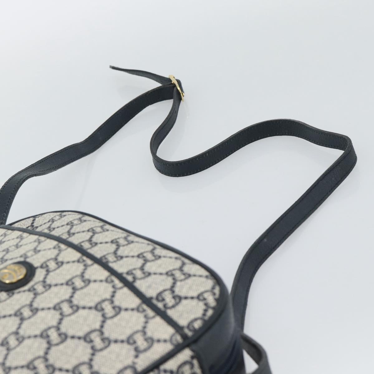 GUCCI GG Plus Supreme Shoulder Bag PVC Navy Gold Auth 193048