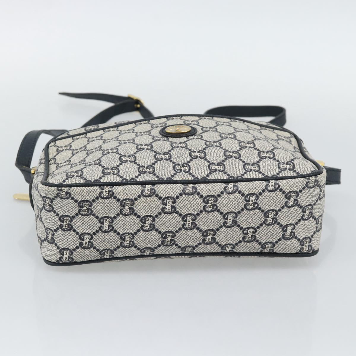 GUCCI GG Plus Supreme Shoulder Bag PVC Navy Gold Auth 193048