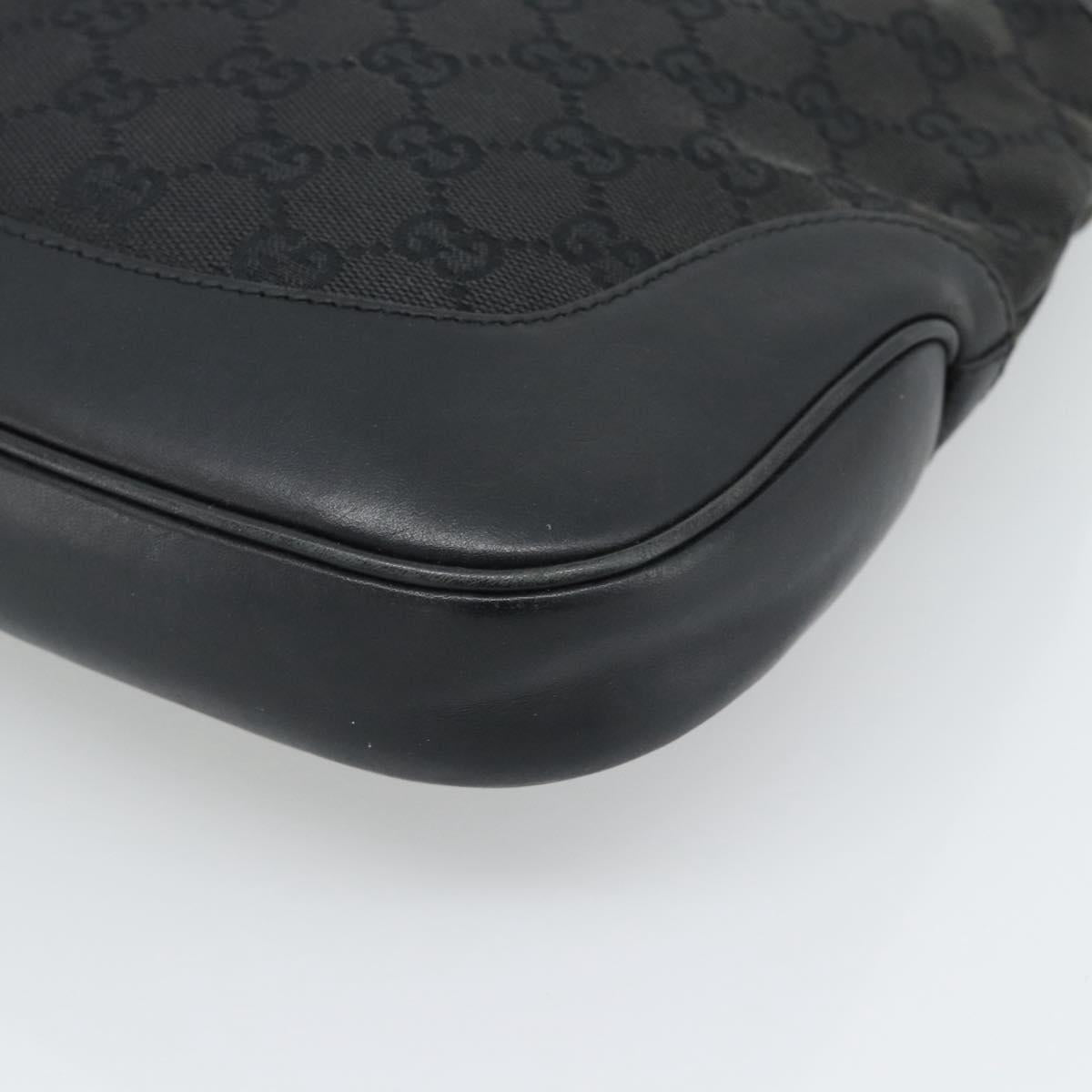 GUCCI GG Canvas Jackie Shoulder Bag Black Silver 204990 Auth 193049V