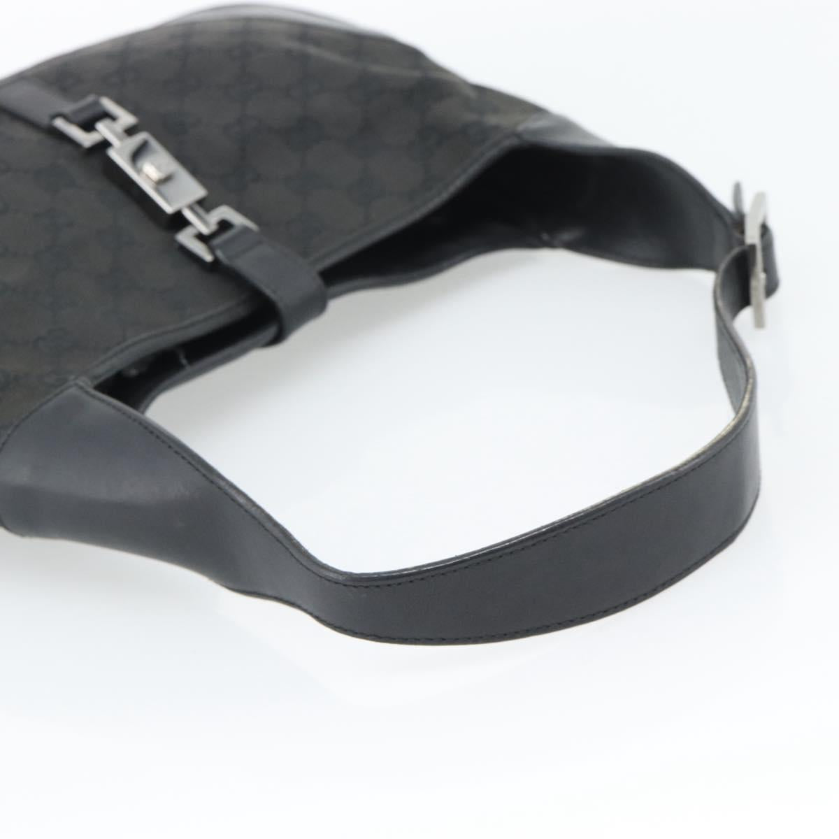 GUCCI GG Canvas Jackie Shoulder Bag Black Silver 204990 Auth 193049V