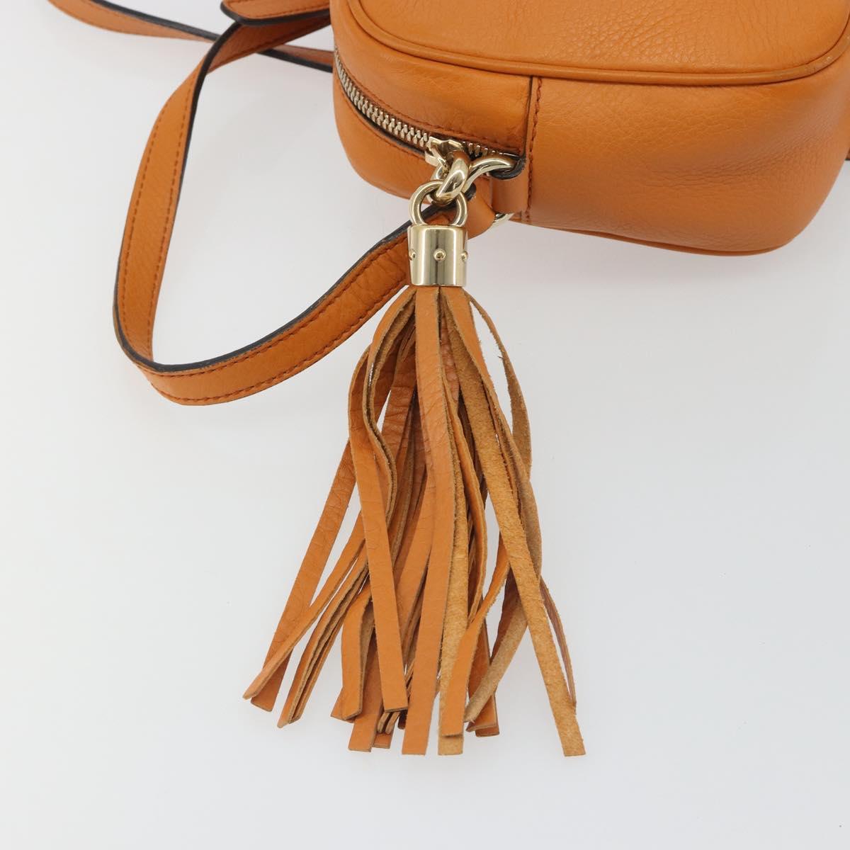 GUCCI Shoulder Bag Leather Orange Gold 308364 Auth 193050V