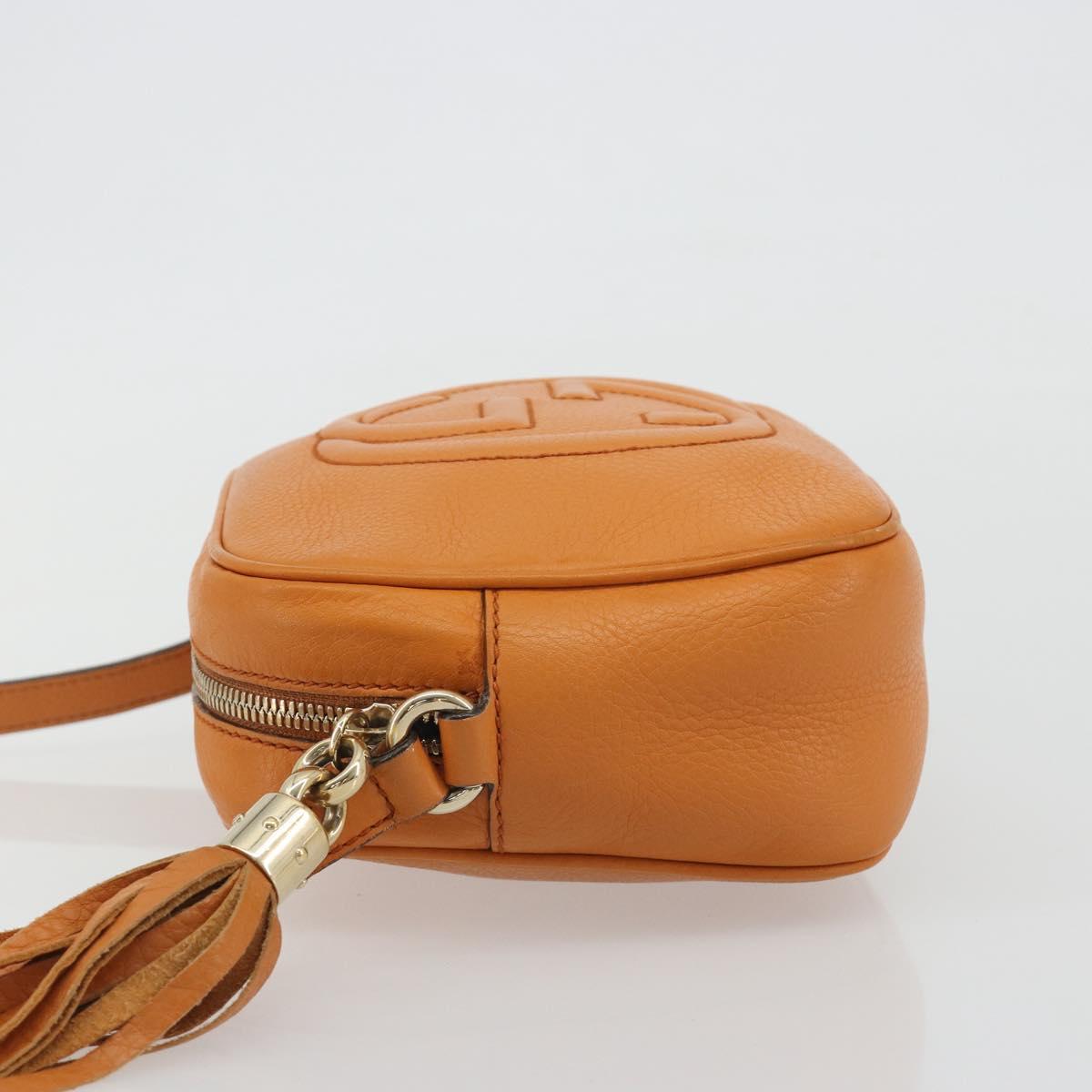 GUCCI Shoulder Bag Leather Orange Gold 308364 Auth 193050V