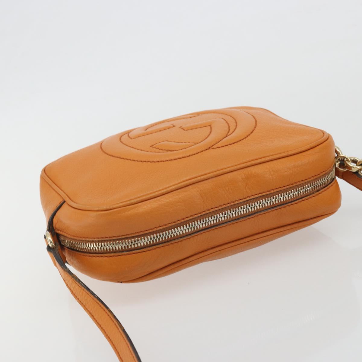 GUCCI Shoulder Bag Leather Orange Gold 308364 Auth 193050V