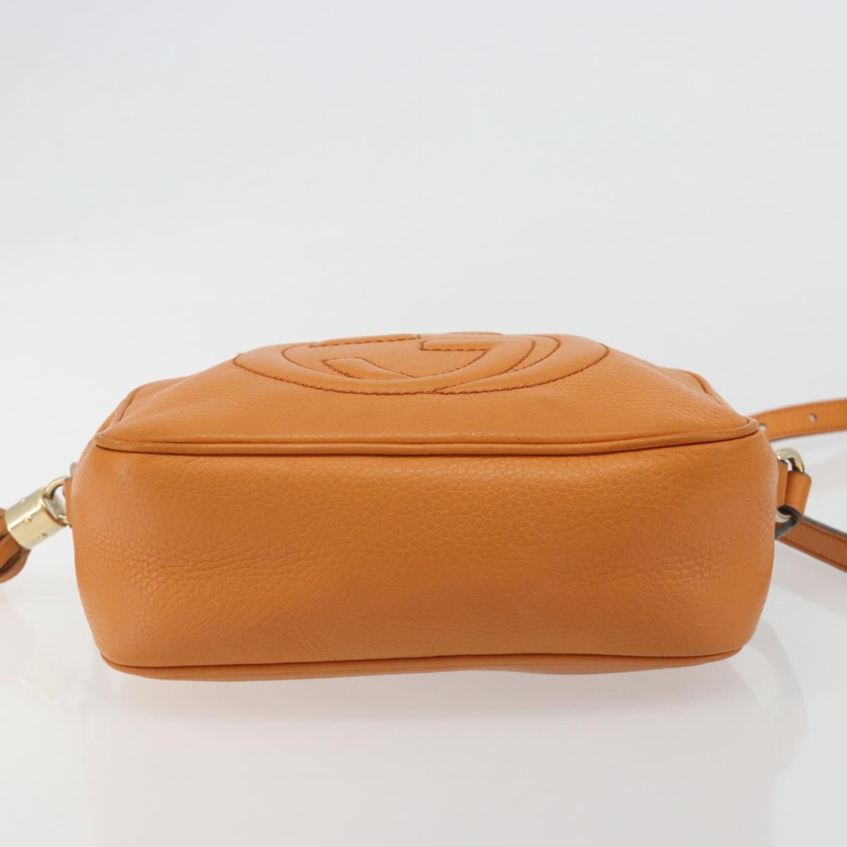 GUCCI Shoulder Bag Leather Orange Gold 308364 Auth 193050V