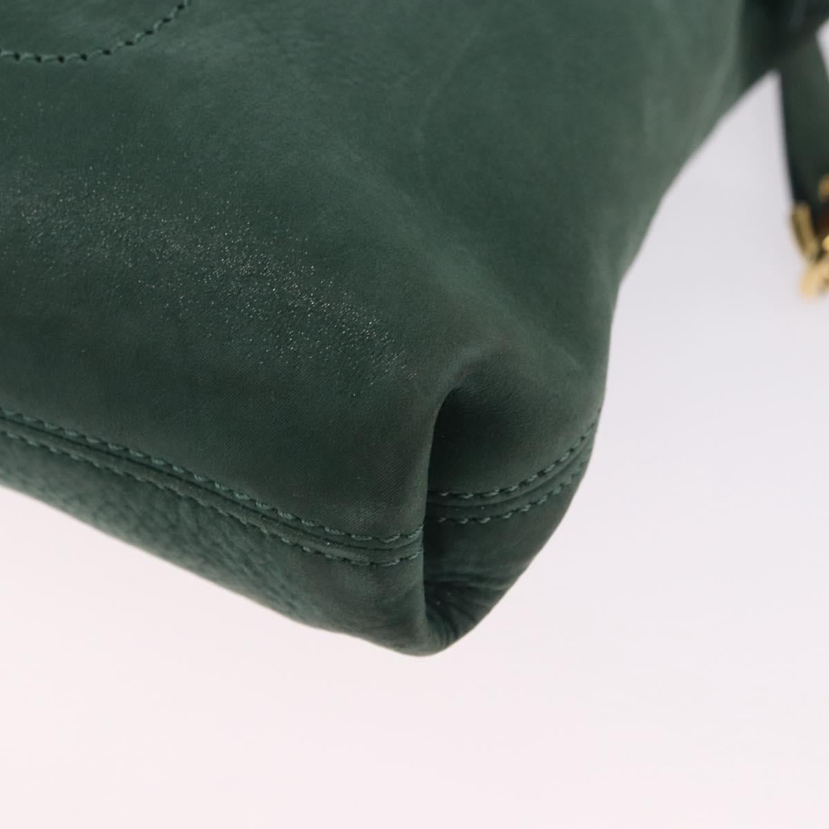 FENDI Shoulder Bag Leather Green Gold Auth 193051V