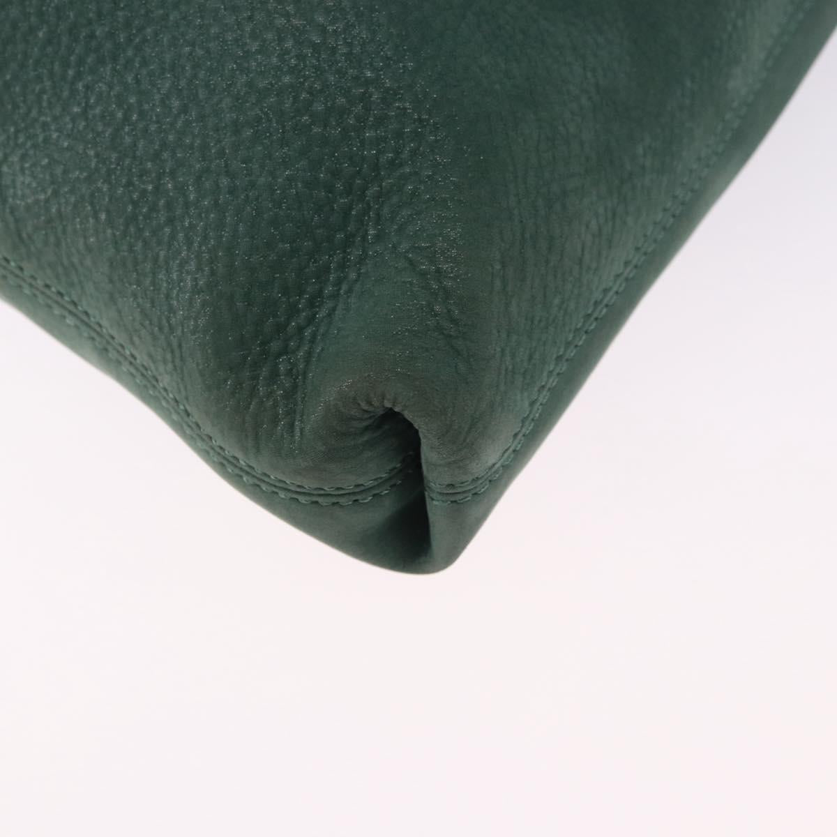 FENDI Shoulder Bag Leather Green Gold Auth 193051V