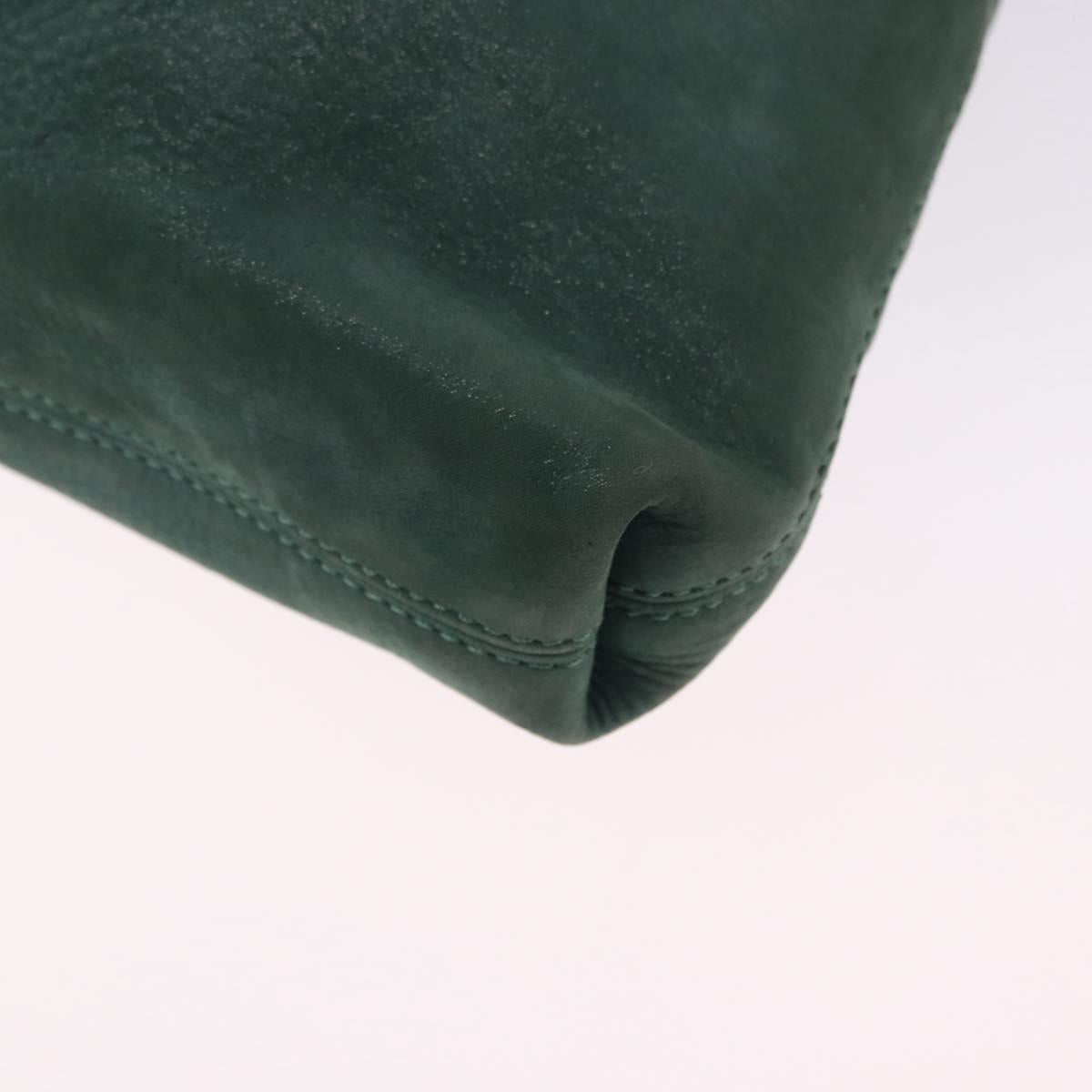 FENDI Shoulder Bag Leather Green Gold Auth 193051V
