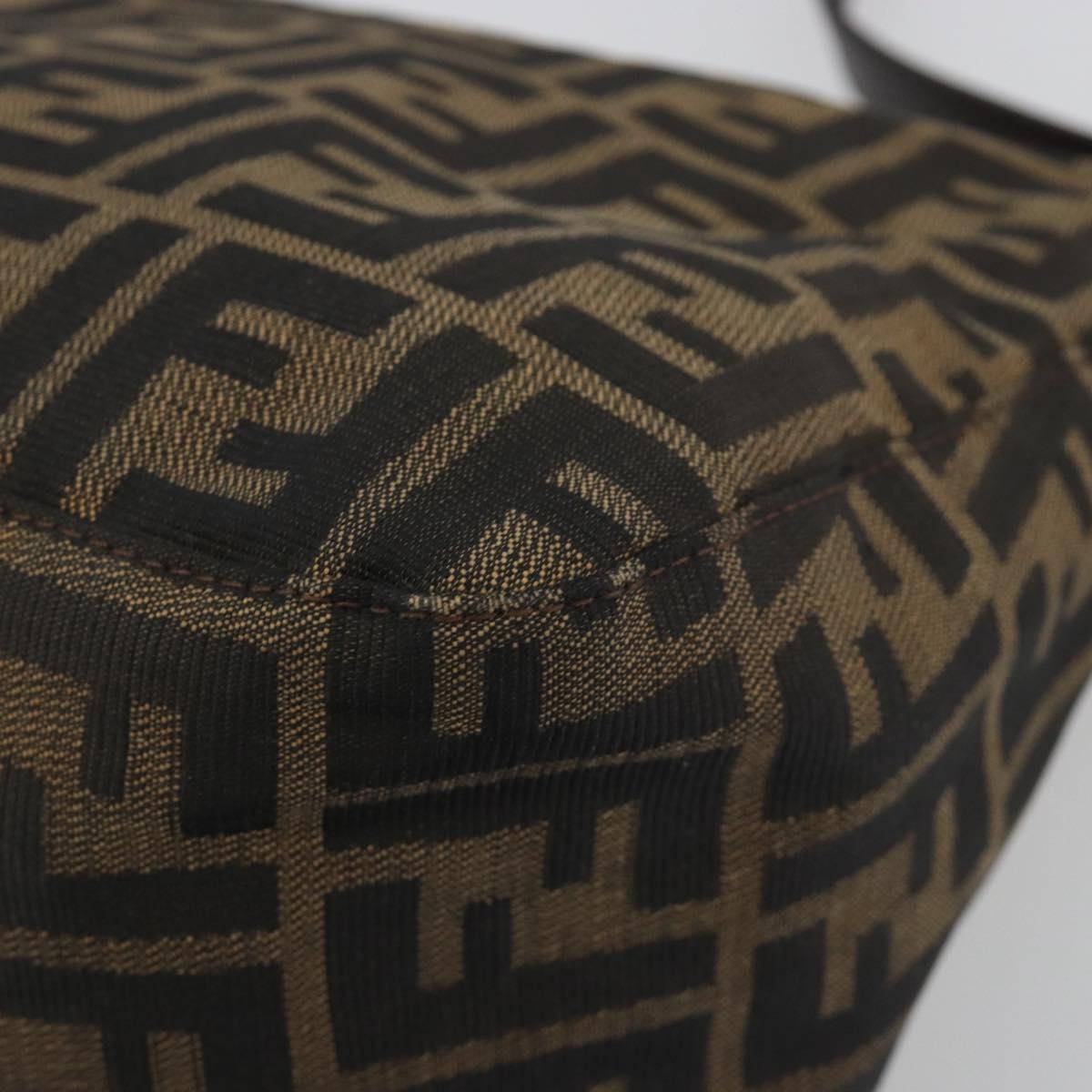 FENDI Zucca Canvas Mamma Baguette Shoulder Bag Brown Black Auth 193052V