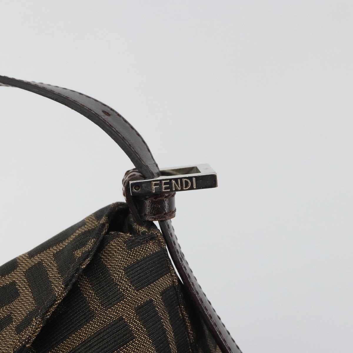 FENDI Zucca Canvas Mamma Baguette Shoulder Bag Brown Black Auth 193052V