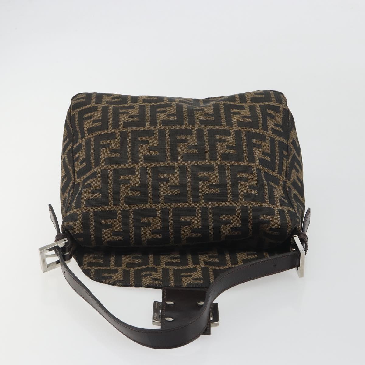FENDI Zucca Canvas Mamma Baguette Shoulder Bag Brown Black Auth 193052V