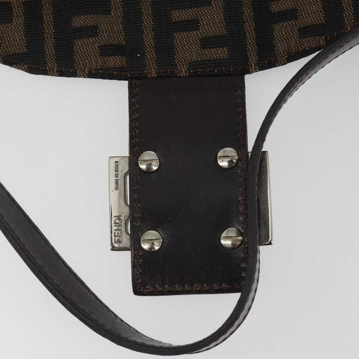 FENDI Zucca Canvas Mamma Baguette Shoulder Bag Brown Black Auth 193052V