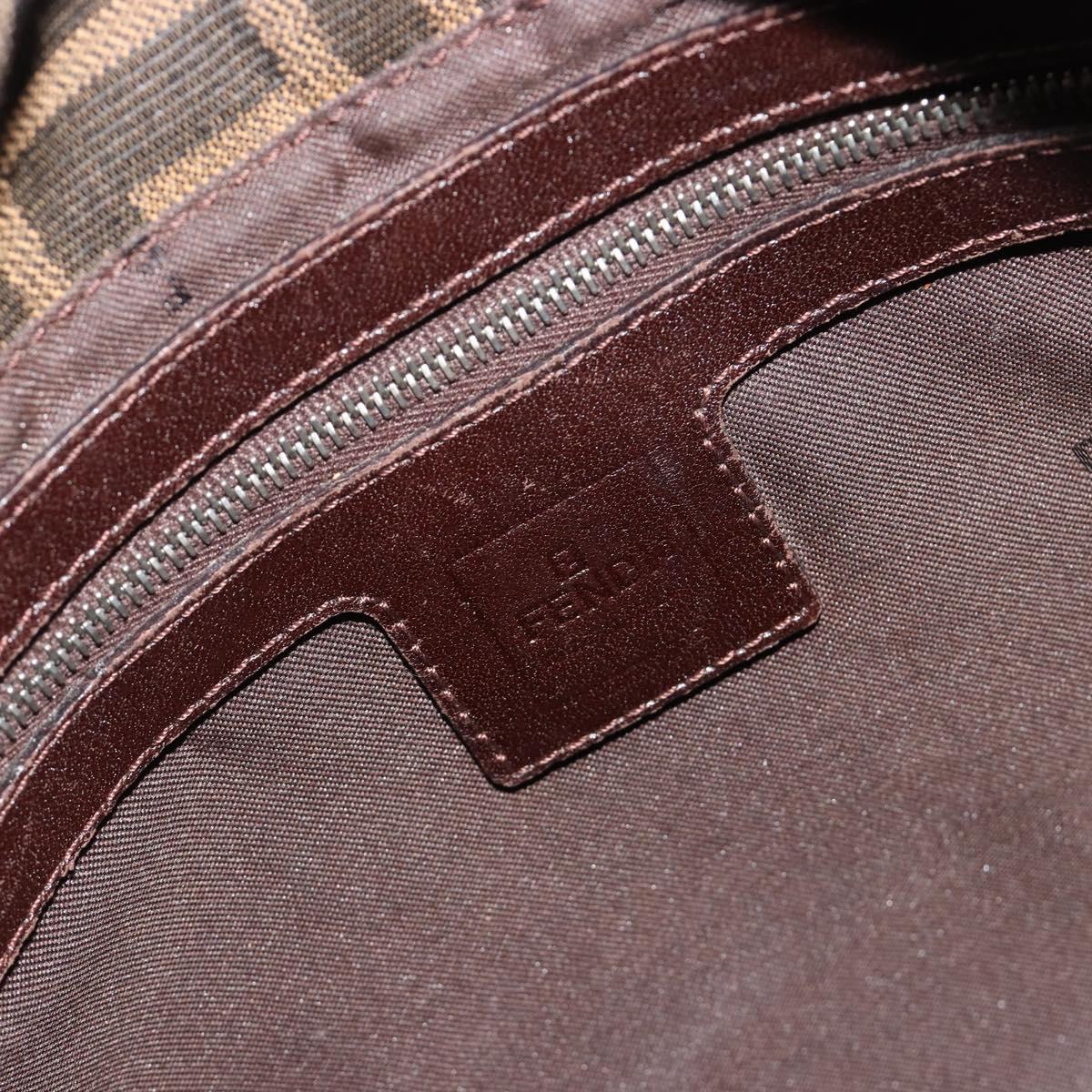FENDI Zucca Canvas Mamma Baguette Shoulder Bag Brown Black Auth 193052V