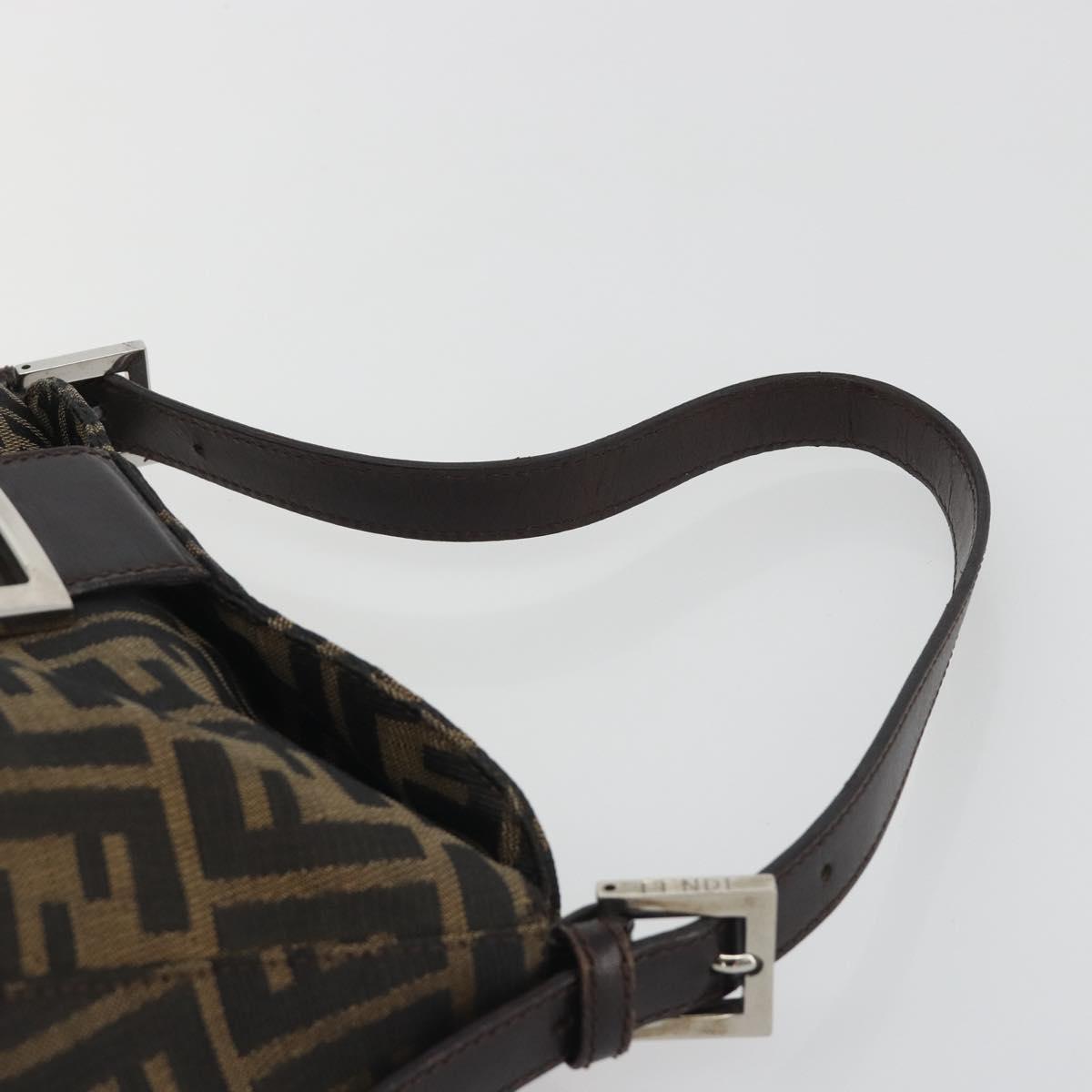 FENDI Zucca Canvas Mamma Baguette Shoulder Bag Brown Black Auth 193052V