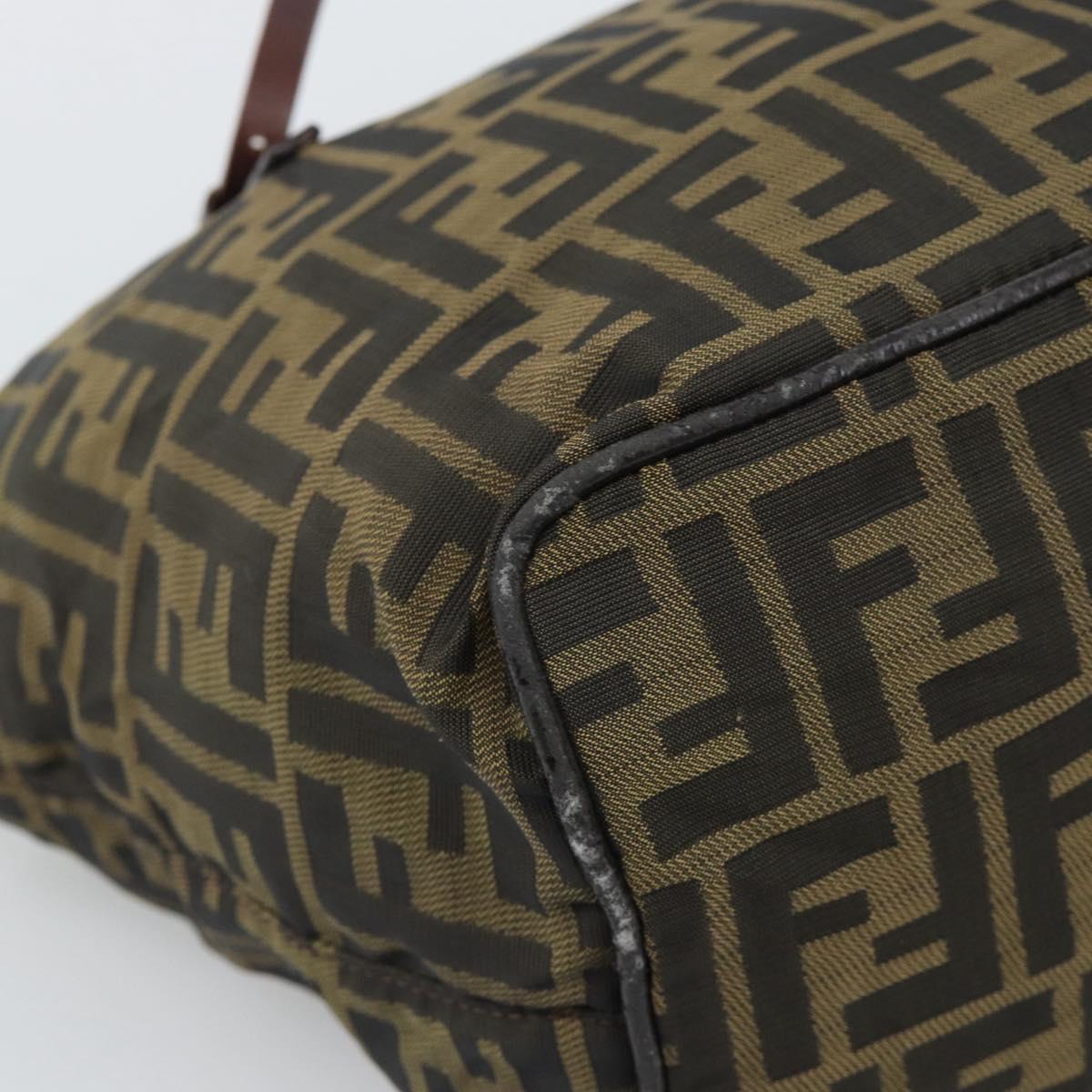 FENDI Zucca Canvas Hand Bag Black Brown Auth 193053