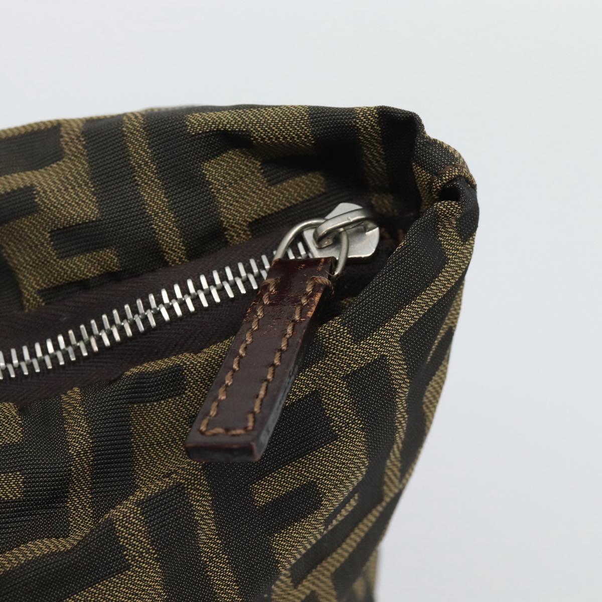FENDI Zucca Canvas Hand Bag Black Brown Auth 193053