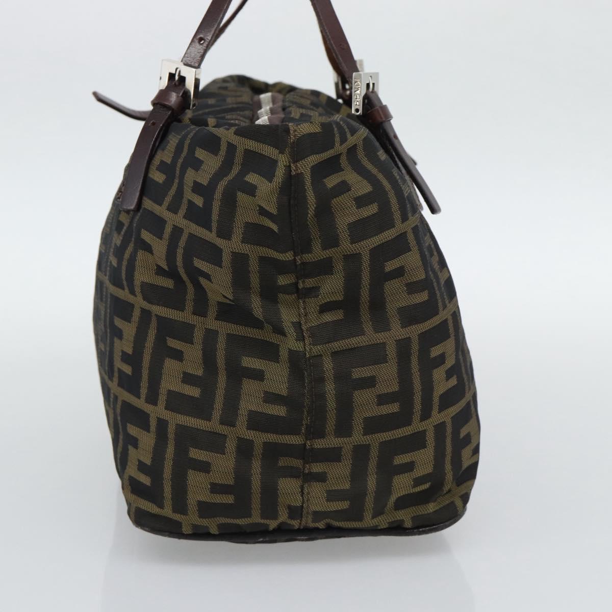 FENDI Zucca Canvas Hand Bag Black Brown Auth 193053