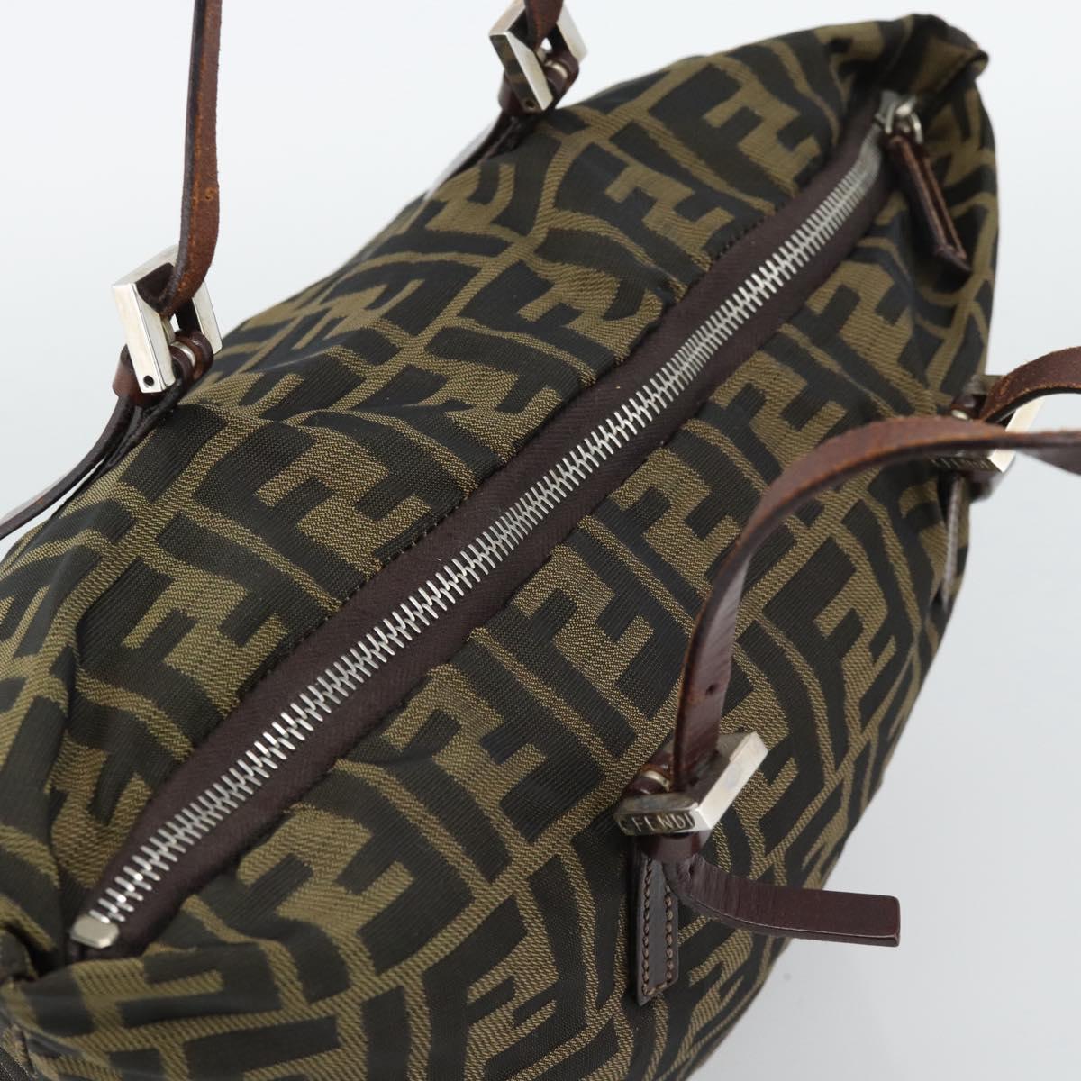 FENDI Zucca Canvas Hand Bag Black Brown Auth 193053