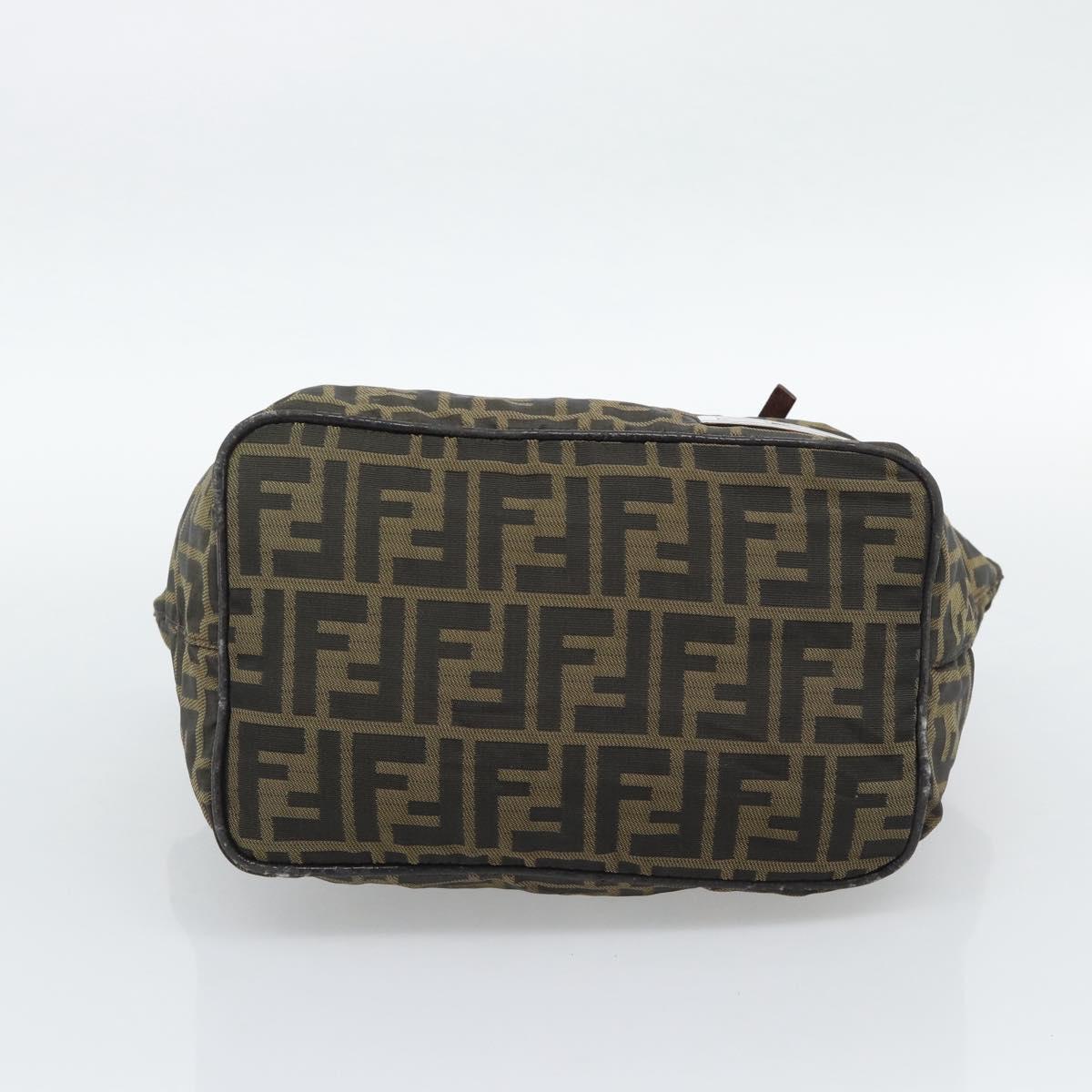 FENDI Zucca Canvas Hand Bag Black Brown Auth 193053