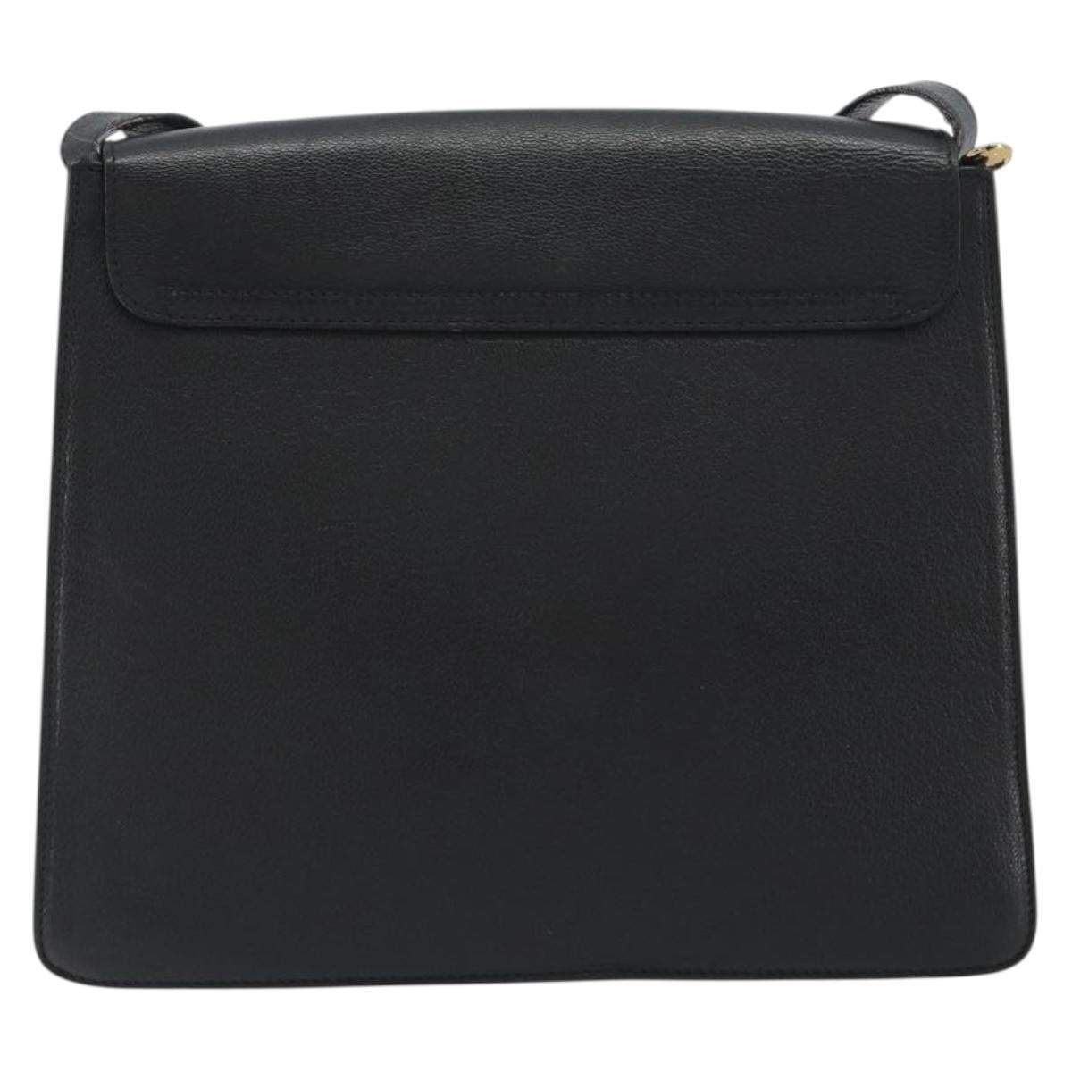 GUCCI Shoulder Bag Leather Black Gold 001 406 1803 Auth 193054
