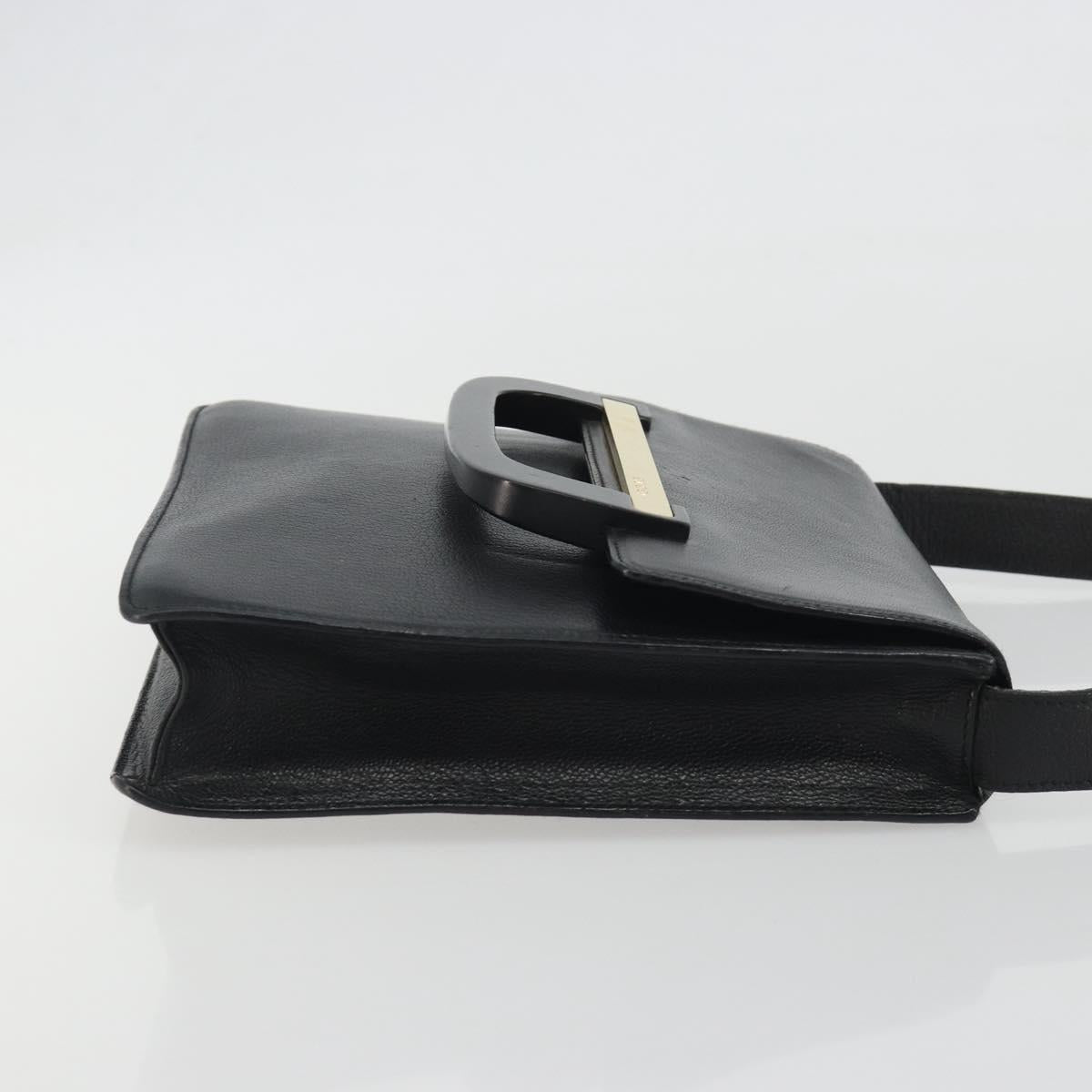 GUCCI Shoulder Bag Leather Black Gold 001 406 1803 Auth 193054