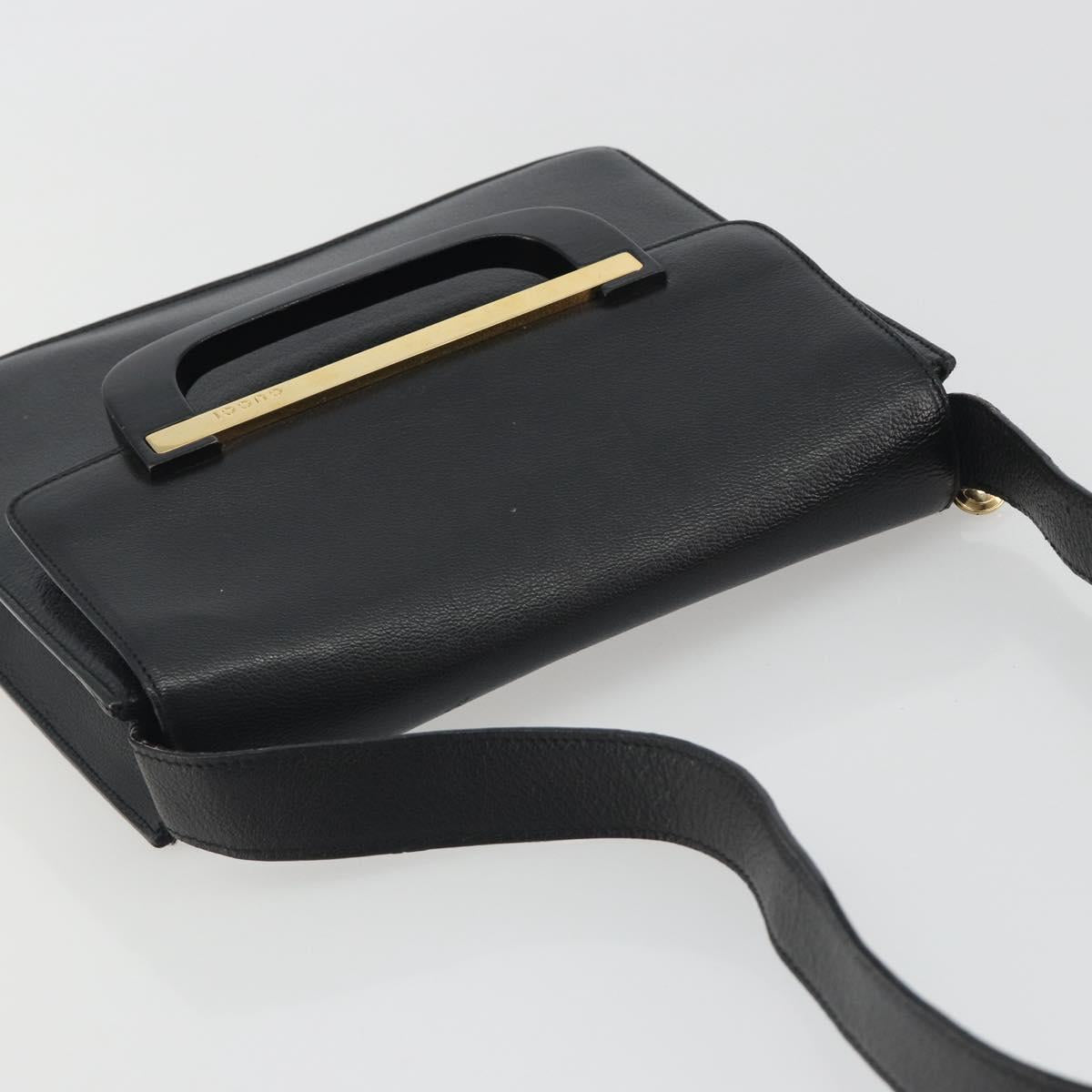 GUCCI Shoulder Bag Leather Black Gold 001 406 1803 Auth 193054