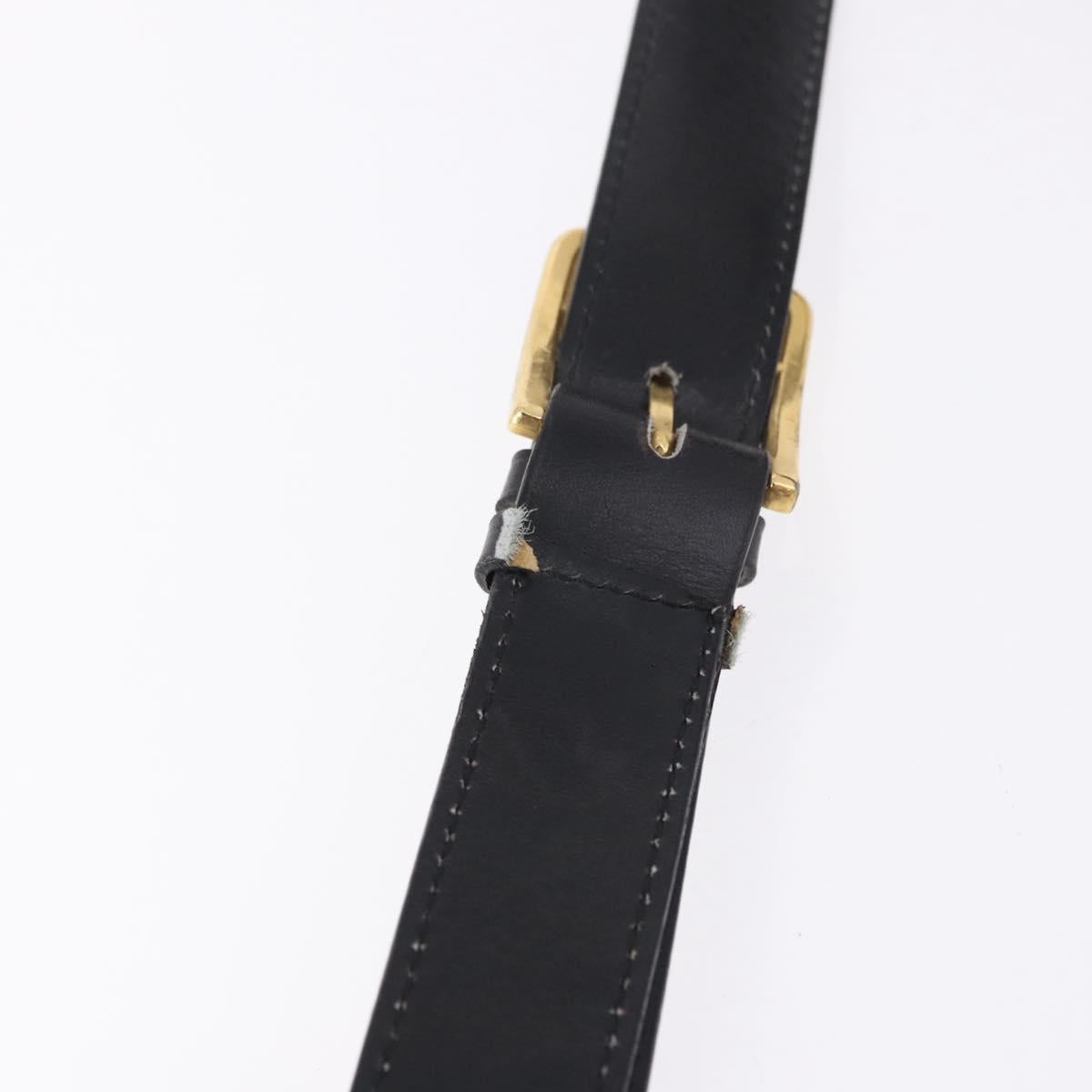 CELINE Shoulder Bag Leather Black Gold Auth 193055