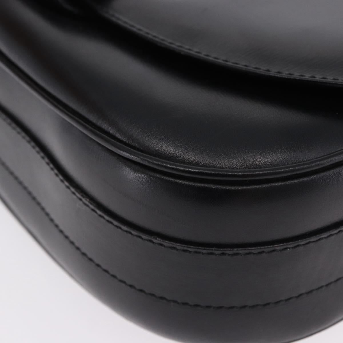 CELINE Shoulder Bag Leather Black Gold Auth 193055