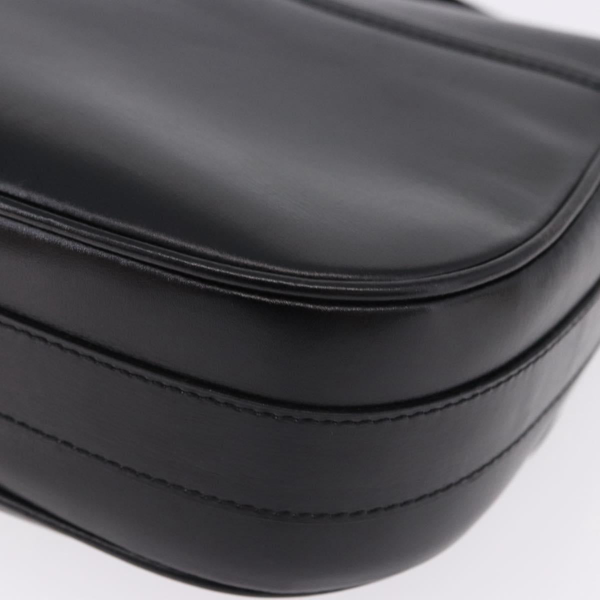 CELINE Shoulder Bag Leather Black Gold Auth 193055