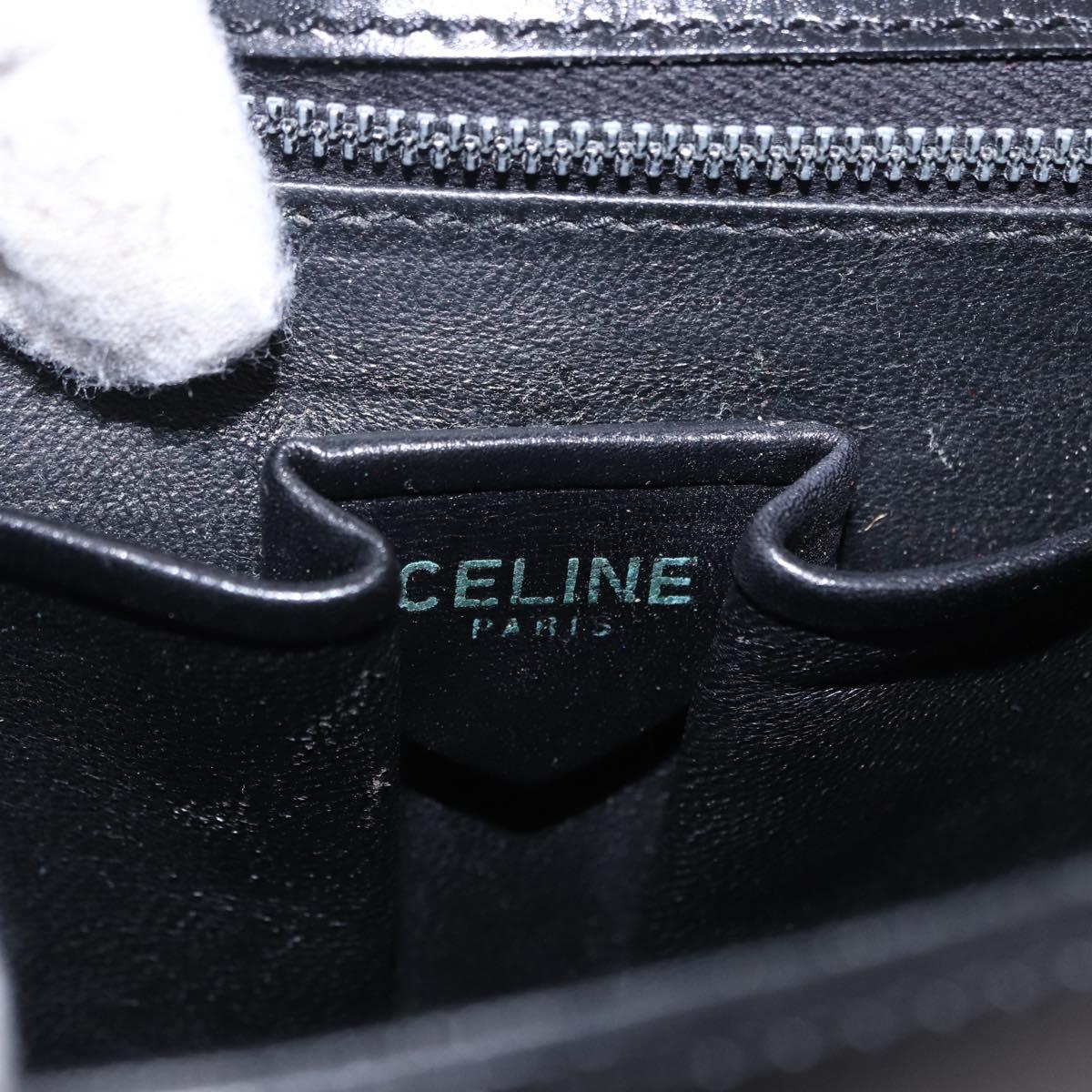 CELINE Shoulder Bag Leather Black Gold Auth 193055
