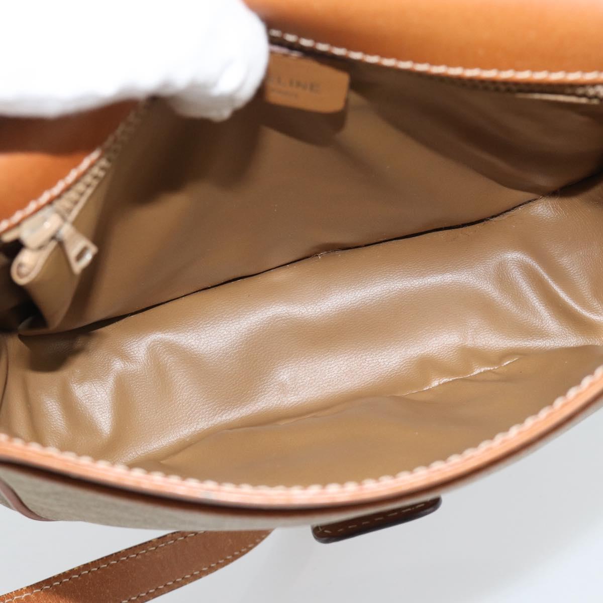 CELINE Macadam Canvas Shoulder Bag PVC Beige Gold Auth 193056