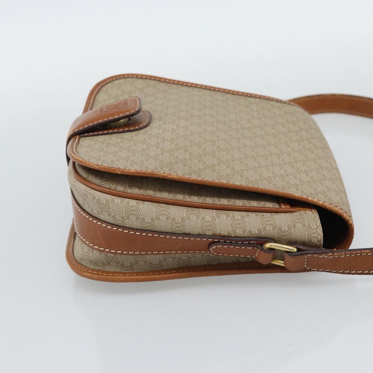 CELINE Macadam Canvas Shoulder Bag PVC Beige Gold Auth 193056