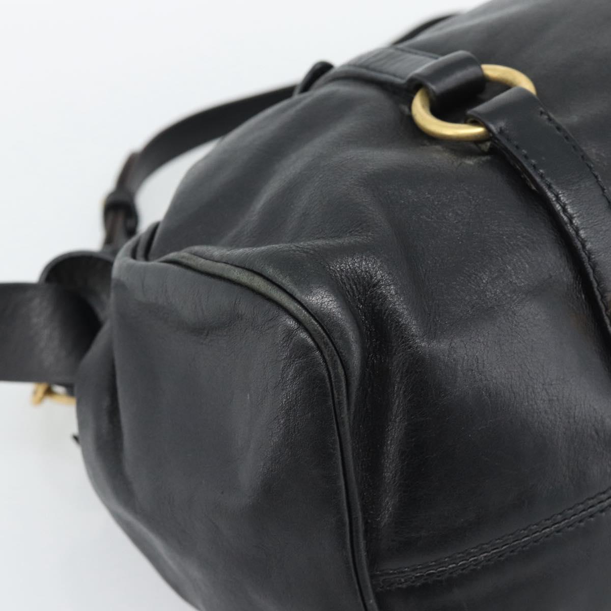 Miu Miu Ribbon Hand Bag Leather 2way Black Gold Auth 193057M