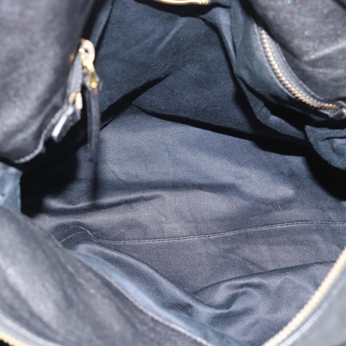 Miu Miu Ribbon Hand Bag Leather 2way Black Gold Auth 193057M