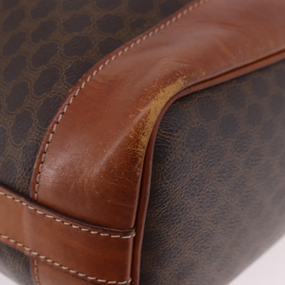 CELINE Macadam Canvas Shoulder Bag PVC Leather Brown Gold Auth 193065