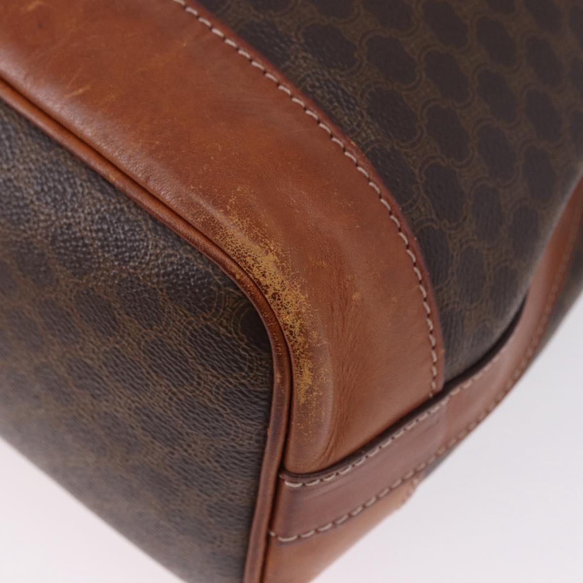 CELINE Macadam Canvas Shoulder Bag PVC Leather Brown Gold Auth 193065