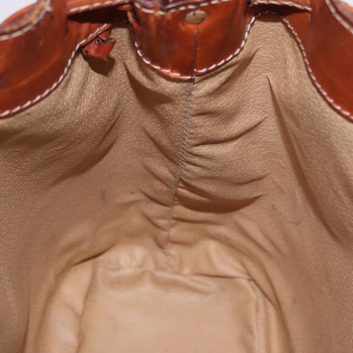 CELINE Macadam Canvas Shoulder Bag PVC Leather Brown Gold Auth 193065