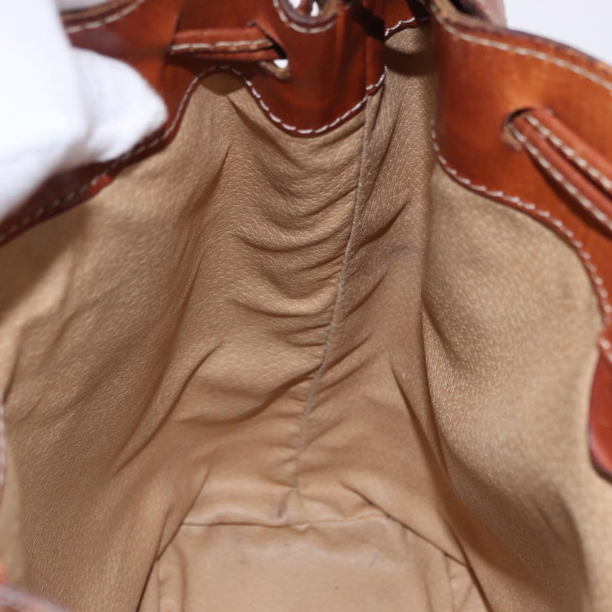 CELINE Macadam Canvas Shoulder Bag PVC Leather Brown Gold Auth 193065