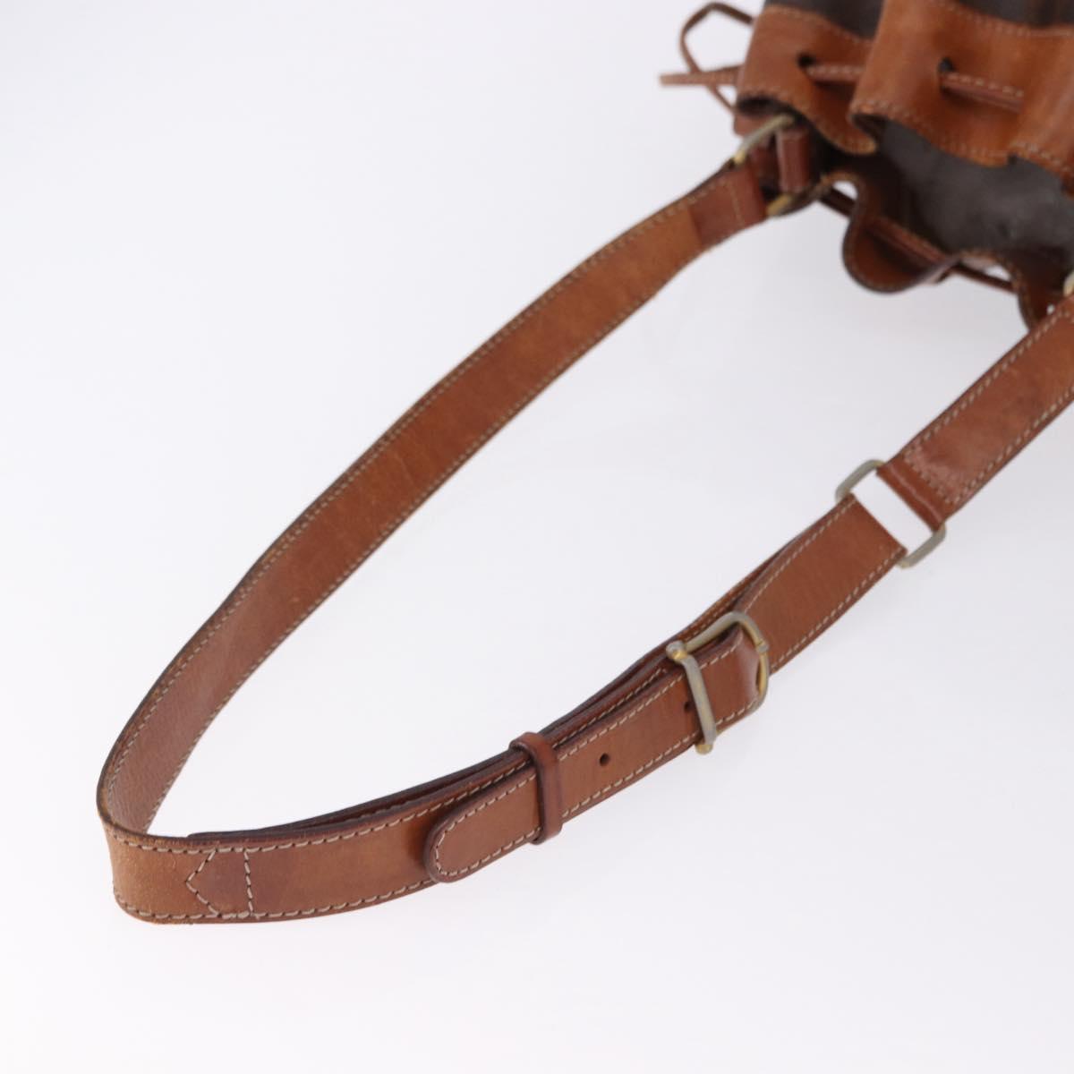 CELINE Macadam Canvas Shoulder Bag PVC Leather Brown Gold Auth 193065