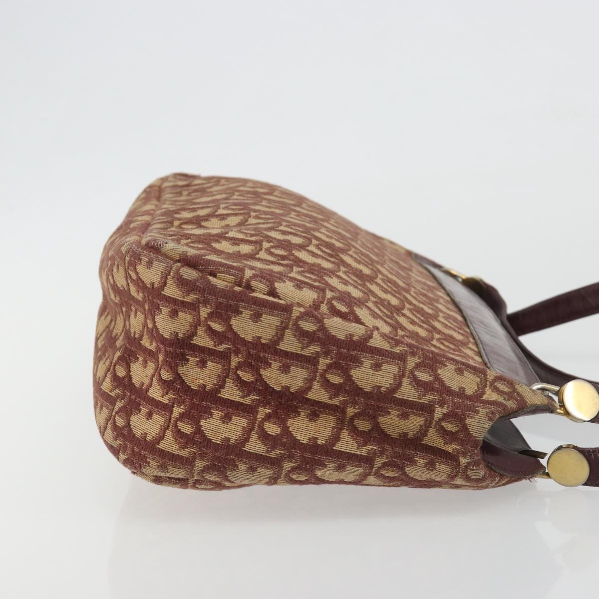 Christian Dior Trotter Canvas Shoulder Bag Red Gold Auth 193066