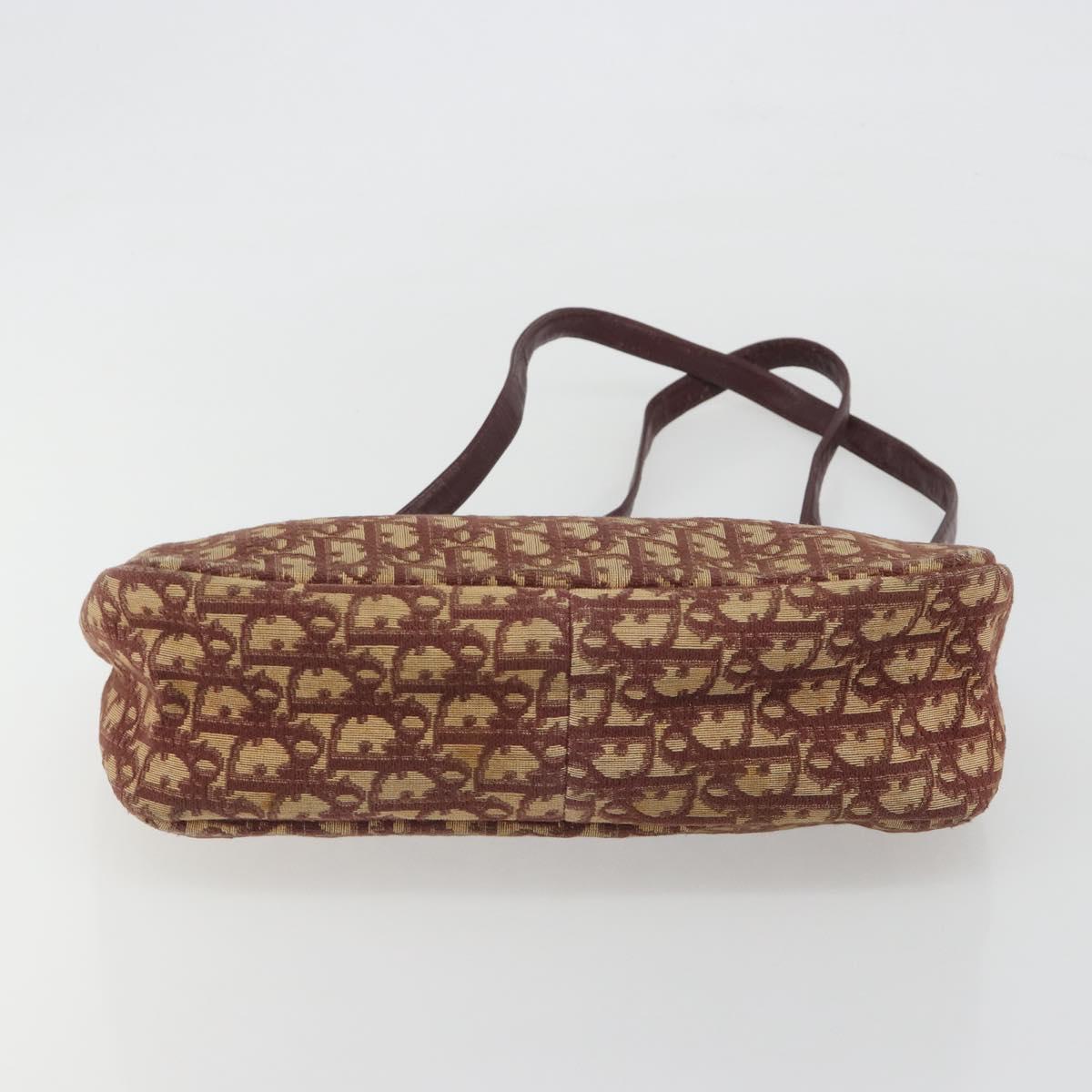 Christian Dior Trotter Canvas Shoulder Bag Red Gold Auth 193066