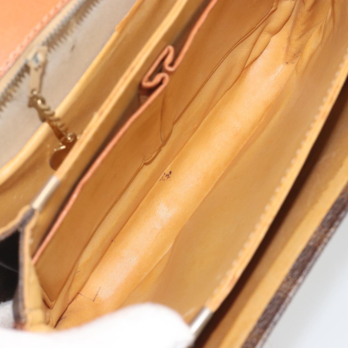 CELINE Macadam Canvas Horse Carriage Bag PVC Leather Brown Gold Auth 193067