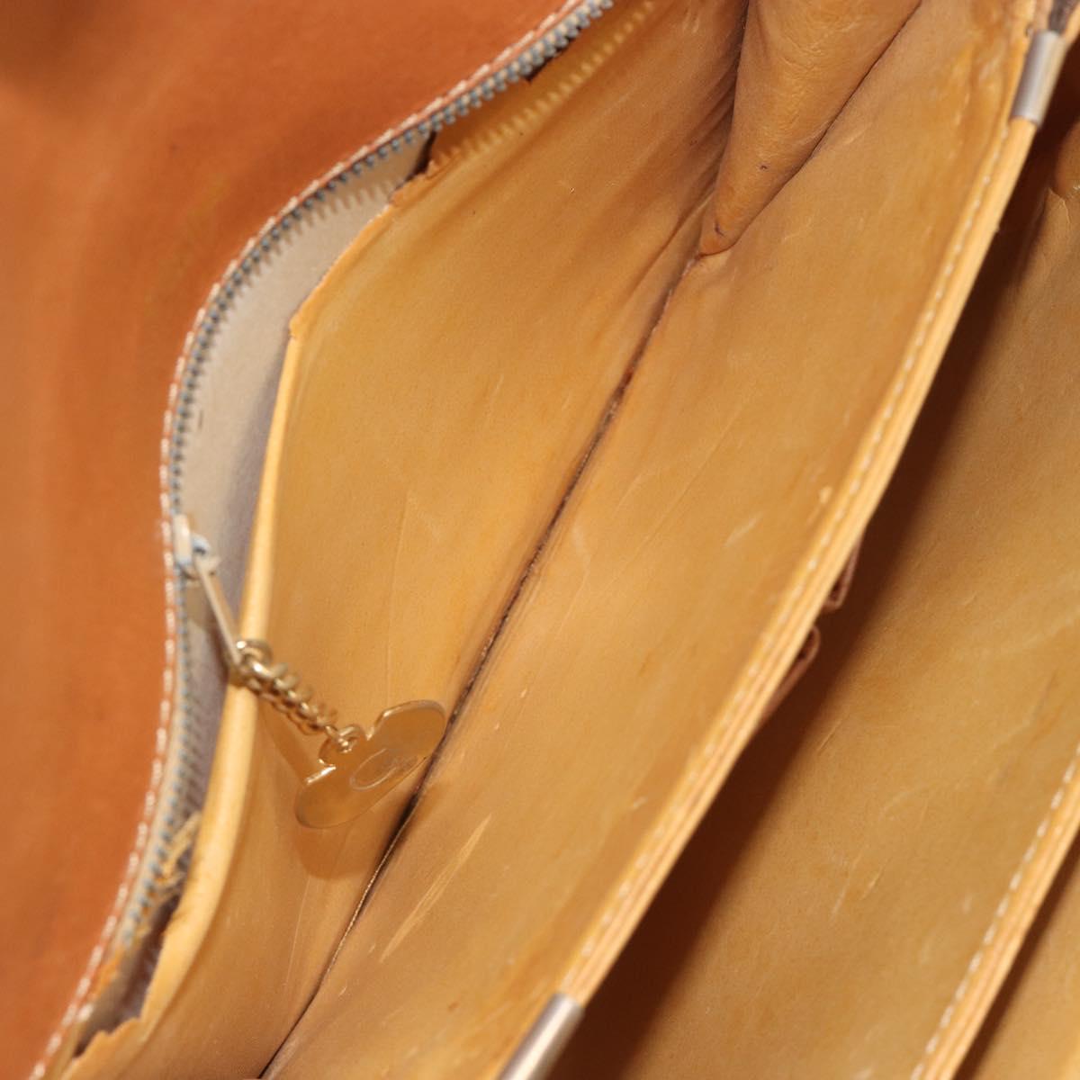 CELINE Macadam Canvas Horse Carriage Bag PVC Leather Brown Gold Auth 193067