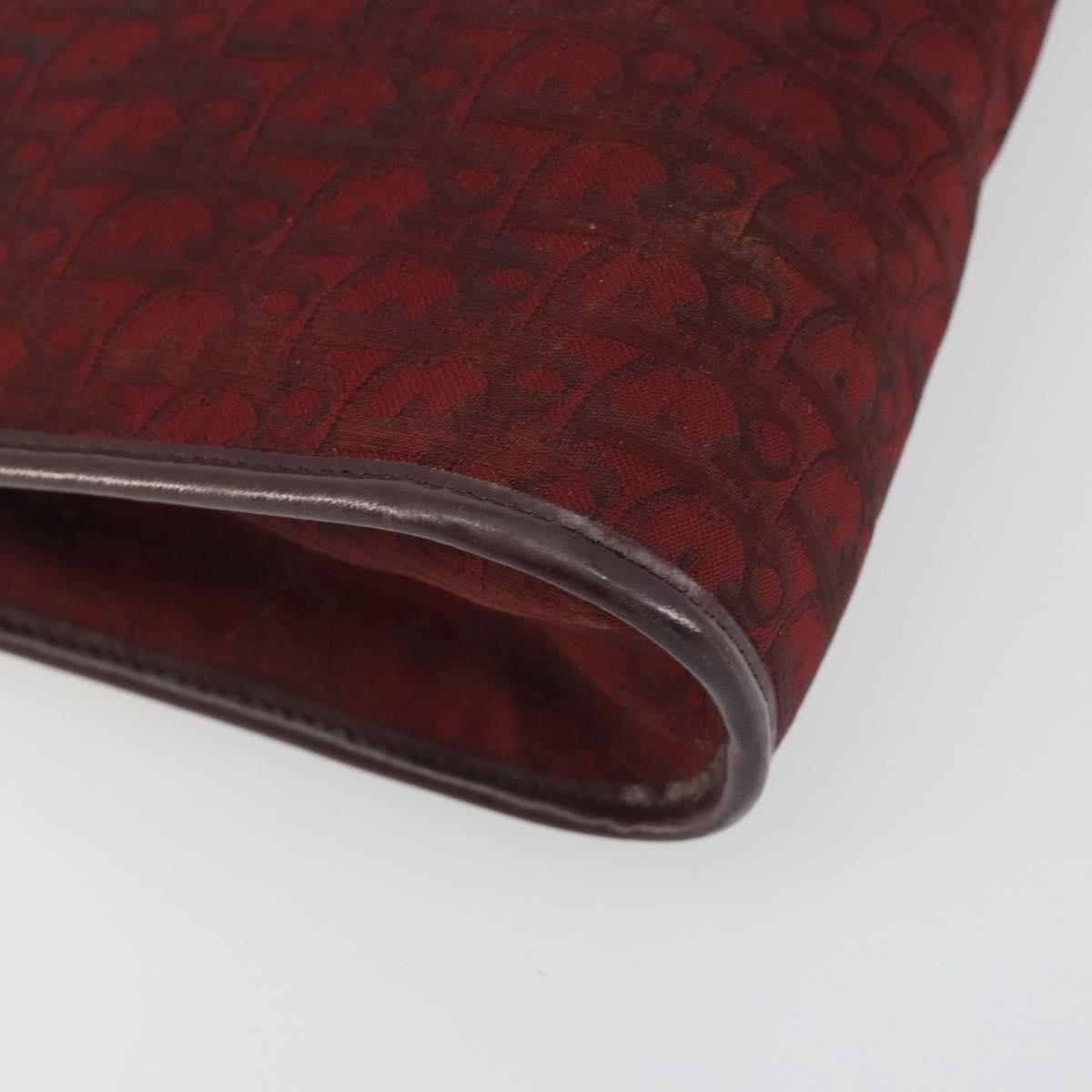 Christian Dior Trotter Canvas Shoulder Bag Red Gold Auth 193068