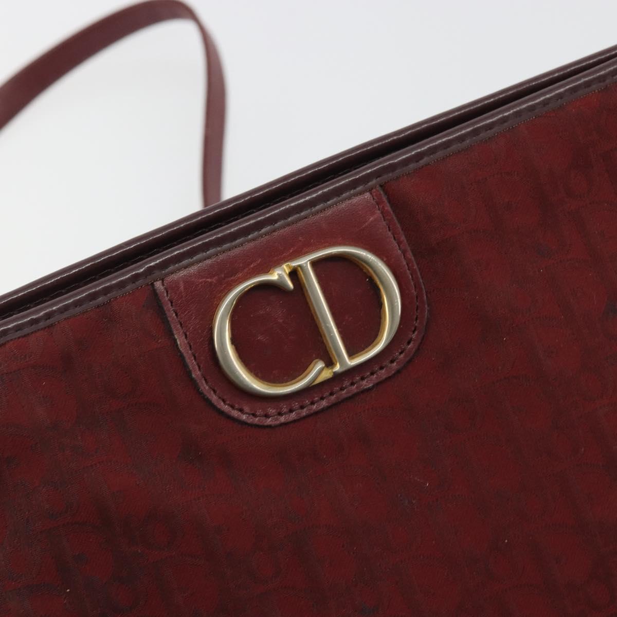 Christian Dior Trotter Canvas Shoulder Bag Red Gold Auth 193068