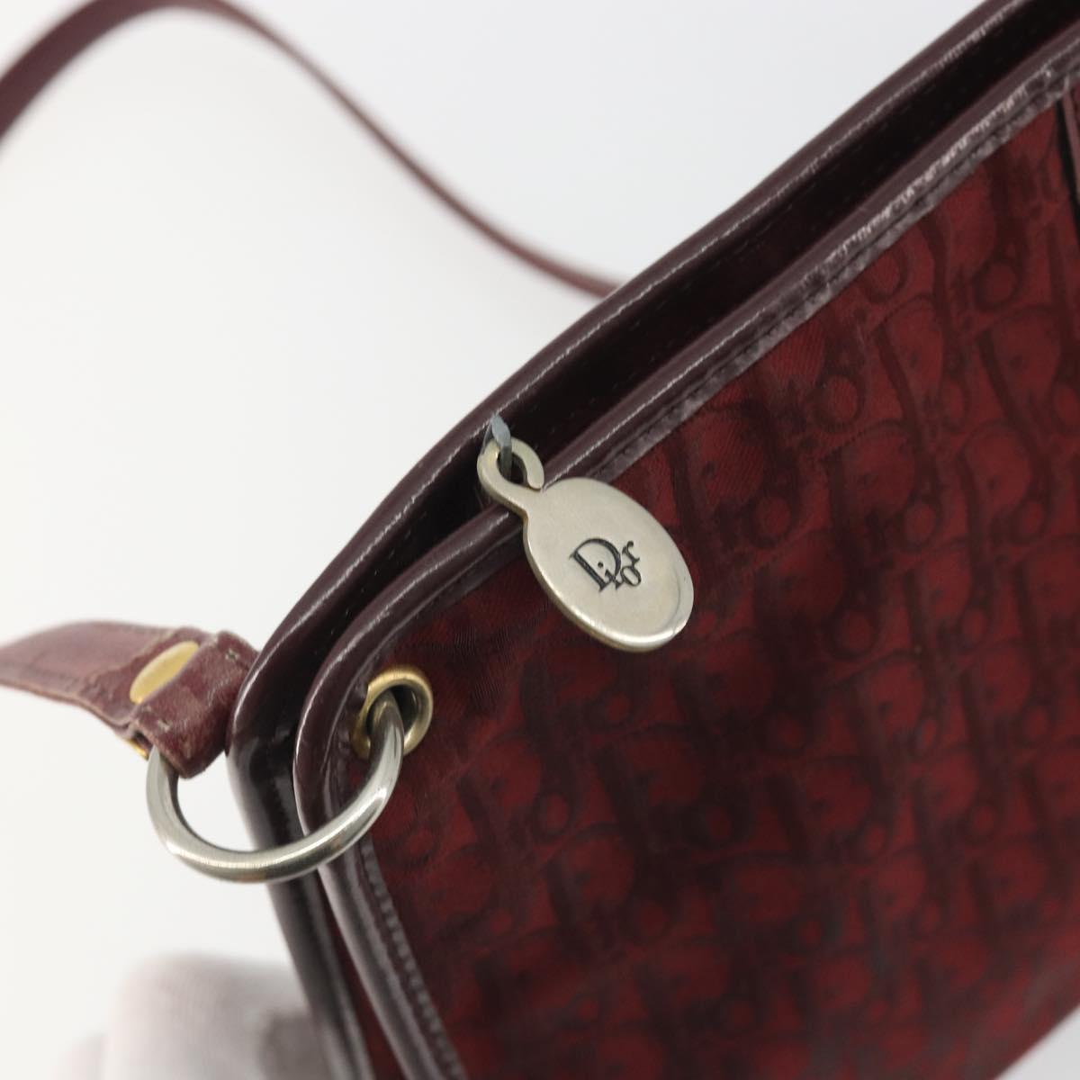 Christian Dior Trotter Canvas Shoulder Bag Red Gold Auth 193068