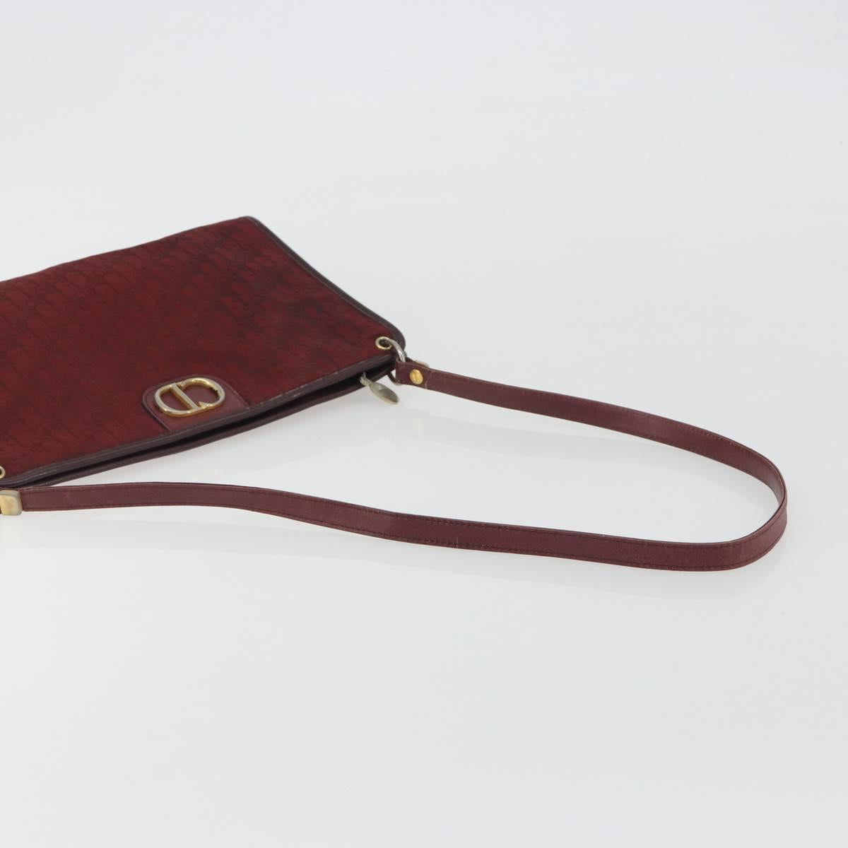 Christian Dior Trotter Canvas Shoulder Bag Red Gold Auth 193068